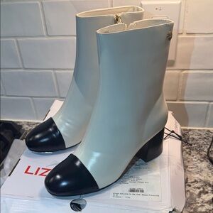 Liz Claiborne Kendale Black and Cream Women’s Heeled Boots Size 6.5